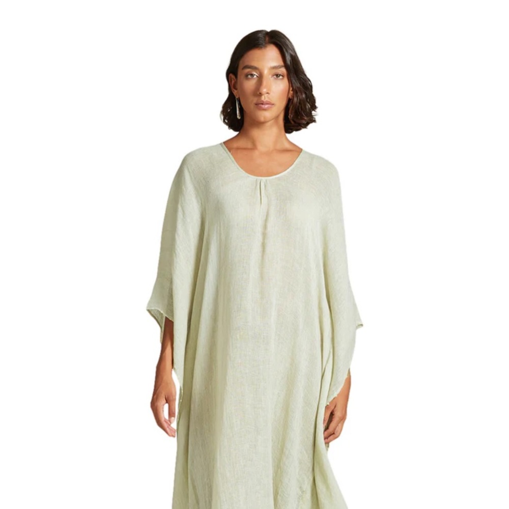 Chan Luu Calypso Linen Caftan In Light Sage Asparagus NWT